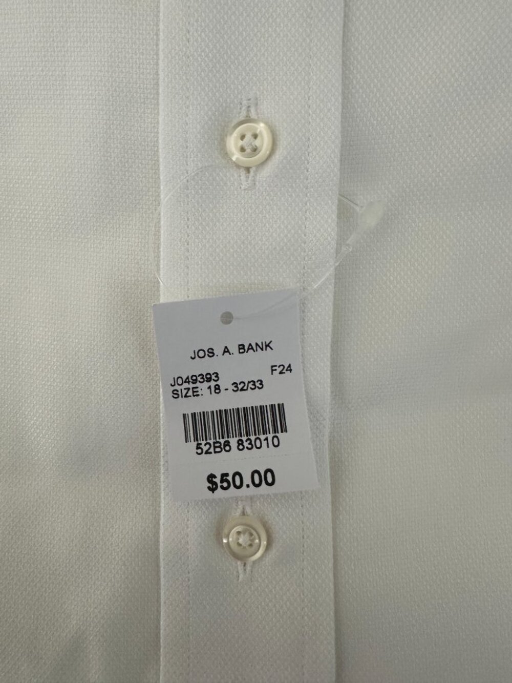 Jos. A. Bank White Trad Fit Sz 18 Button Down Men's Dress Shirt - Picture 8 of 10